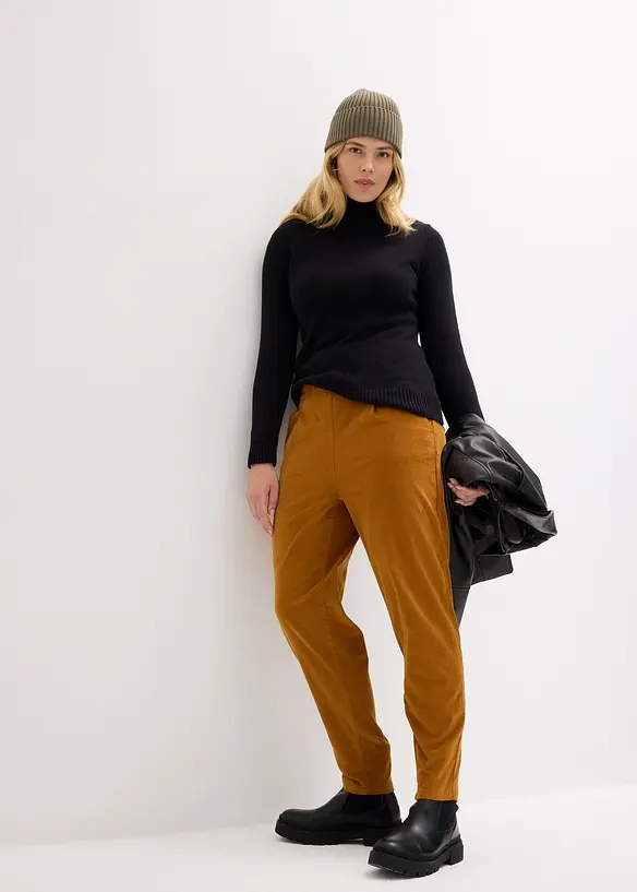 Cropped corduroy broek met comfortabele band, bonprix