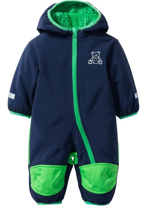 Baby softshell overall met teddyfleece en capuchon, bonprix