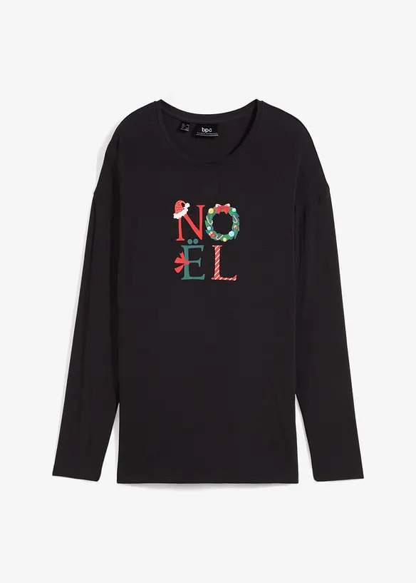 Longsleeve van viscose met kerstmotief, bonprix