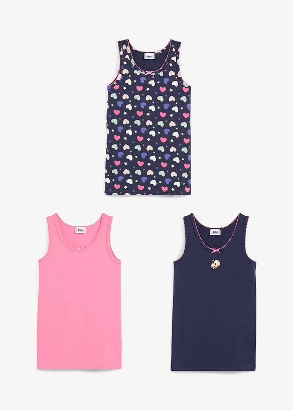 Meisjes hemd van zacht katoen(set van 3), bonprix