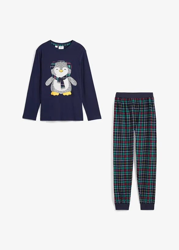 Kinderen pyjama met flanellen broek en biologisch katoen (2-dlg. set), bonprix
