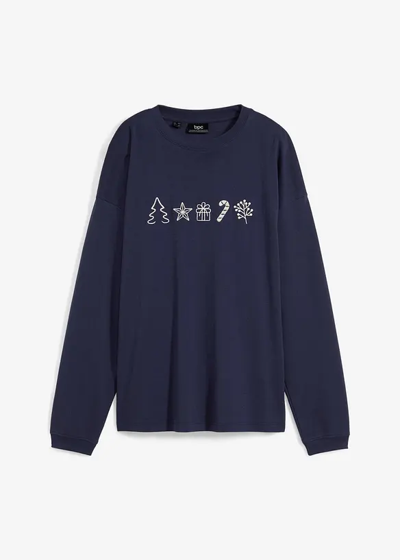 Kerst longsleeve met borduursel, oversized, bonprix