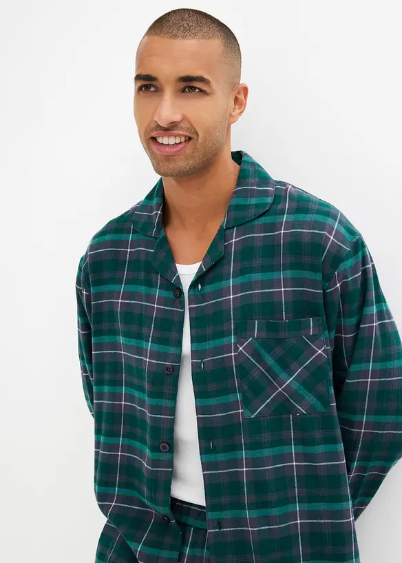 Flanellen pyjama met knoopsluiting en lange mouwen, bonprix