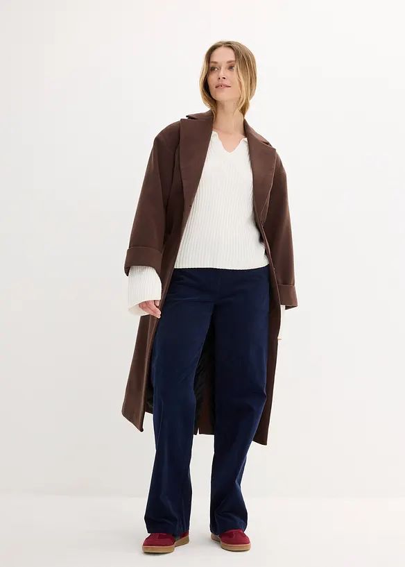 Corduroy broek in Marlene Dietrich stijl van biologisch katoen, bonprix