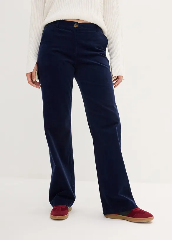 Corduroy broek in Marlene Dietrich stijl van biologisch katoen, bonprix