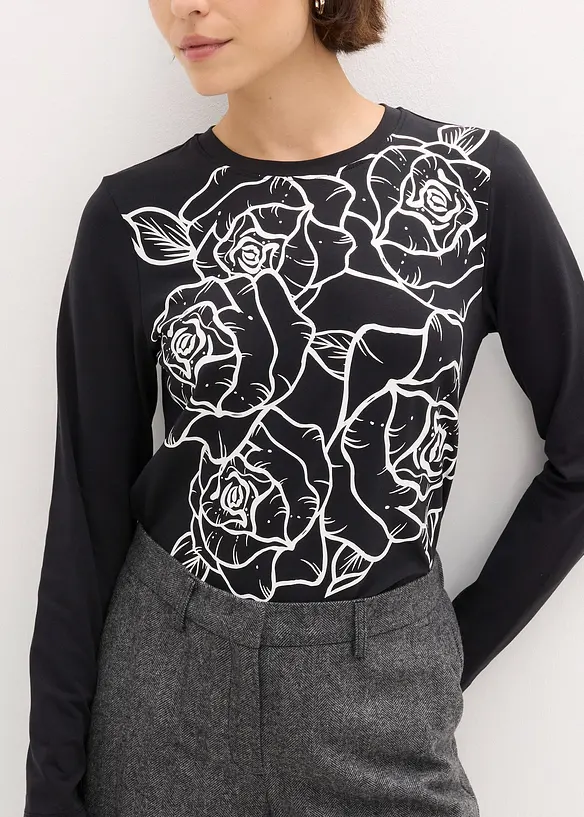 Longsleeve met rozenprint, bonprix