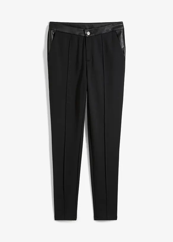Legging van stevige jersey met imitatieleren details, bonprix