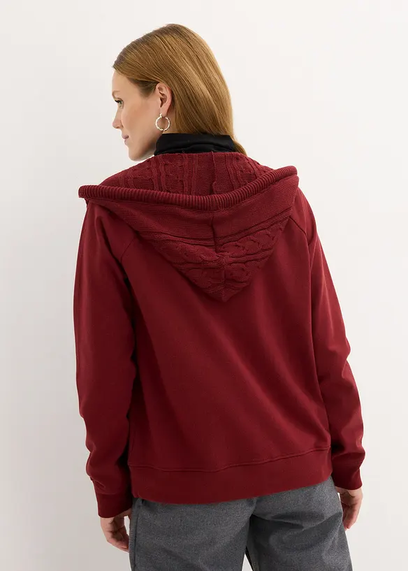 Sweatvest met gebreide capuchon en zakken, bonprix