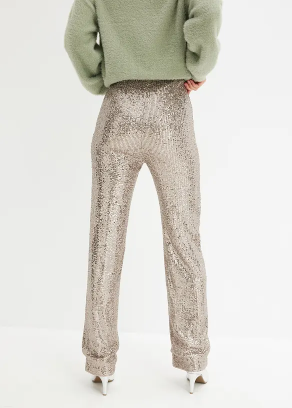 Jersey broek met pailletten, bonprix