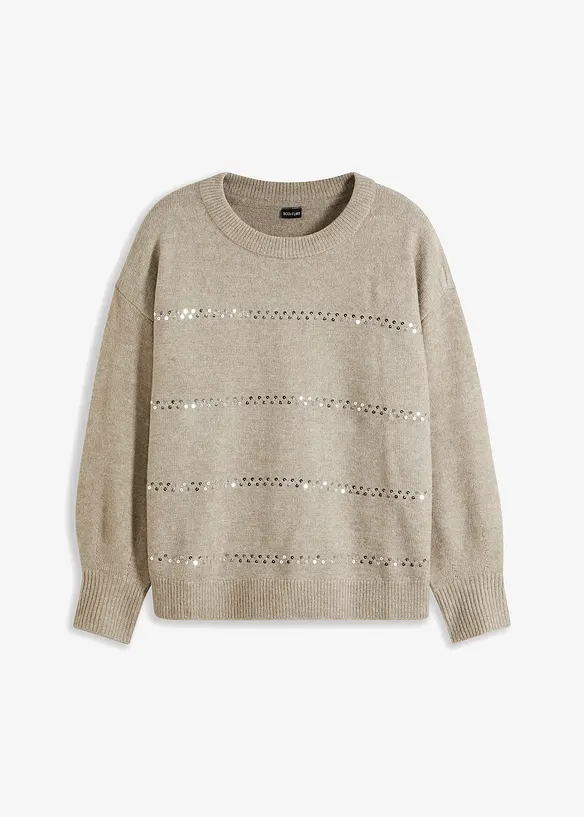 Boxy trui met pailletten, bonprix