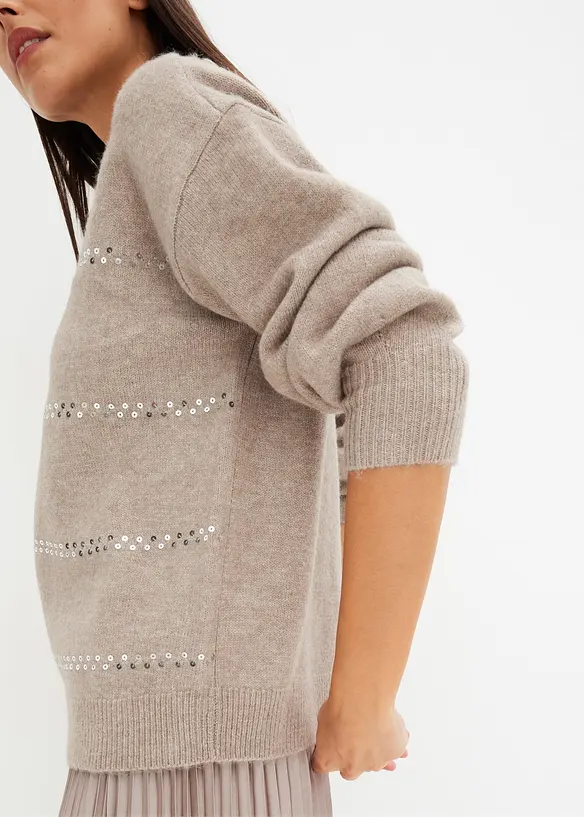 Boxy trui met pailletten, bonprix