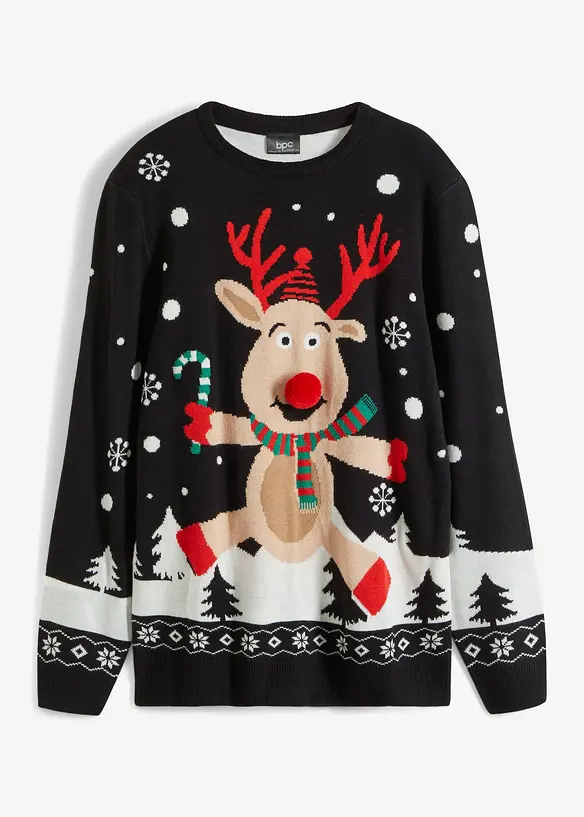 Fijn gebreide trui met kerstmotief, bonprix