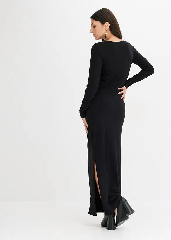 Maxi jurk met cut-outs en plooitjes, bonprix