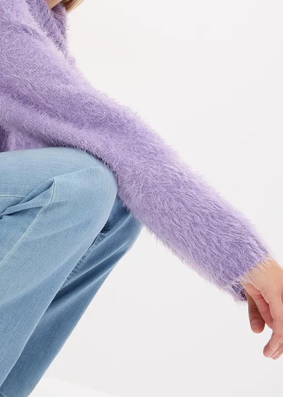 Oversized fluffy trui met een col, bonprix