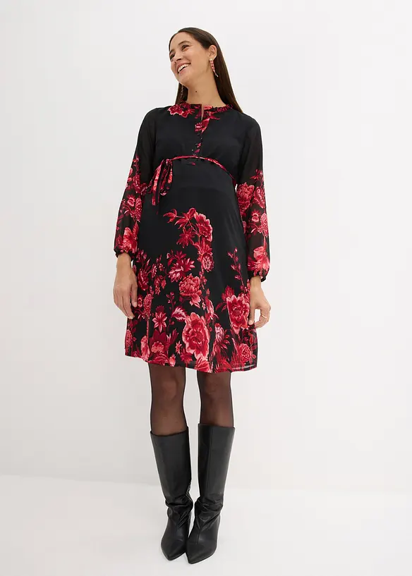 Zwangerschaps- en voedingsjurk van chiffon, bonprix
