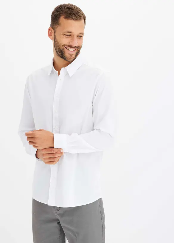 Stretch overhemd met lange mouwen, regular fit, bonprix