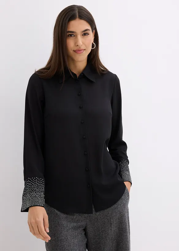 Overhemdblouse met glittersteentjes, bonprix