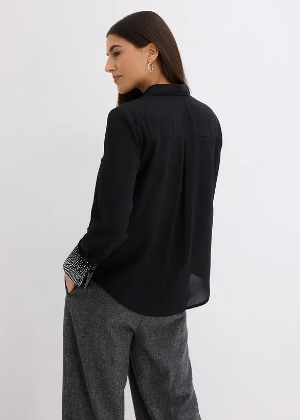 Overhemdblouse met glittersteentjes, bonprix