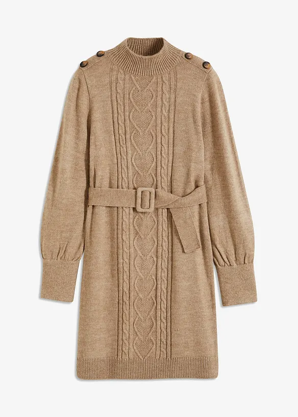 Gebreide jurk met ceintuur, bonprix