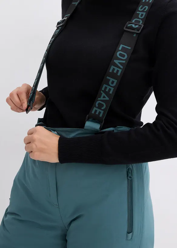 Outdoor thermo skibroek met afneembare bretels, waterdicht, straight, bonprix