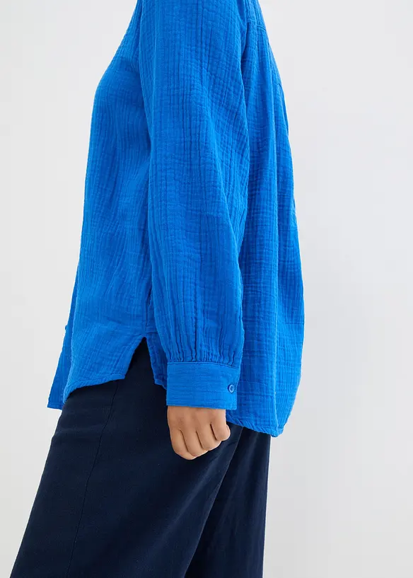 Lange mousseline overhemdblouse van katoen, bonprix