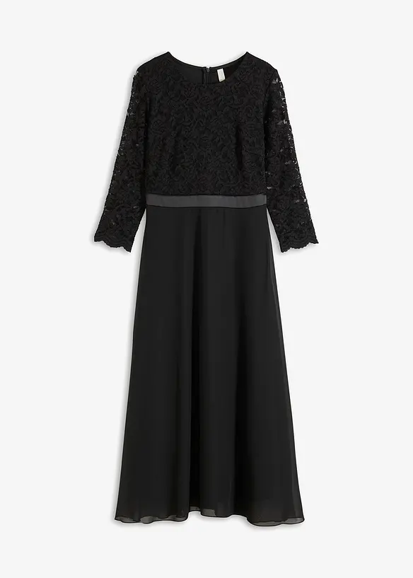 Midi jurk van lichte chiffon met kanten lijfje, bonprix