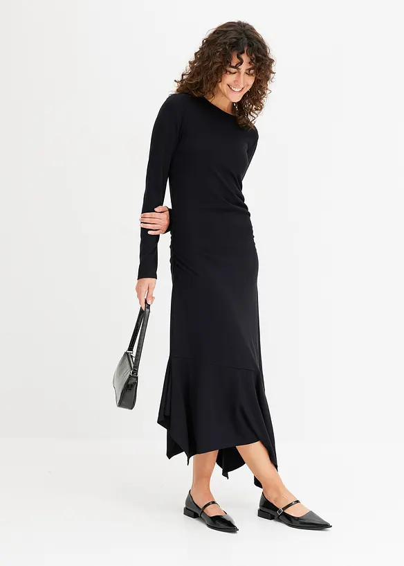 Jersey jurk met asymmetrische onderrand, bonprix