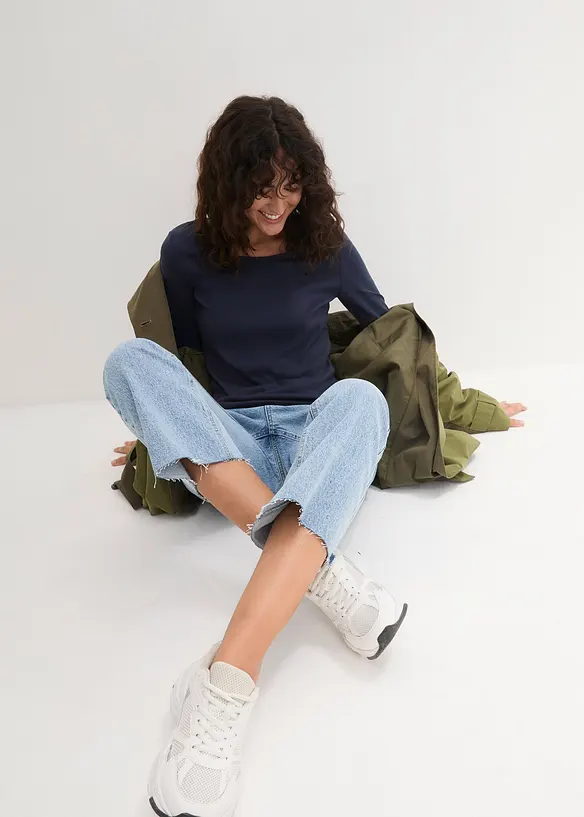 Katoenen longsleeve met ronde hals, bonprix