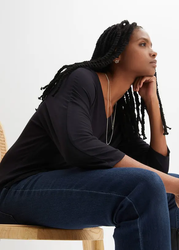 Shirt met 3/4 mouwen in een mix van viscose en elastan, bonprix