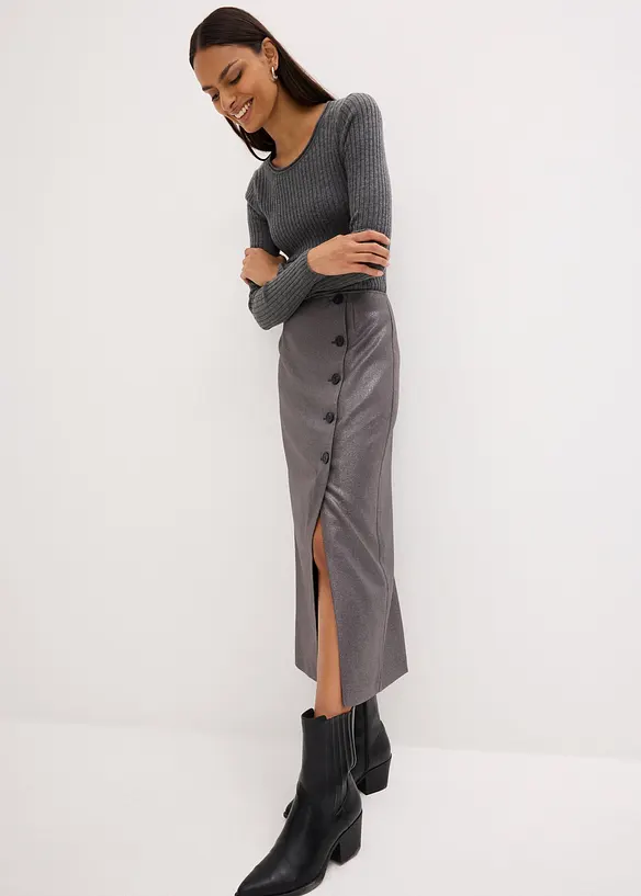 Midi rok met glanzende print, bonprix