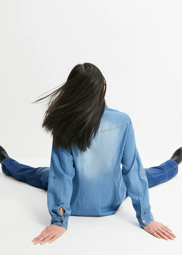 Spijkerblouse met drukknopen, lange mouwen, bonprix