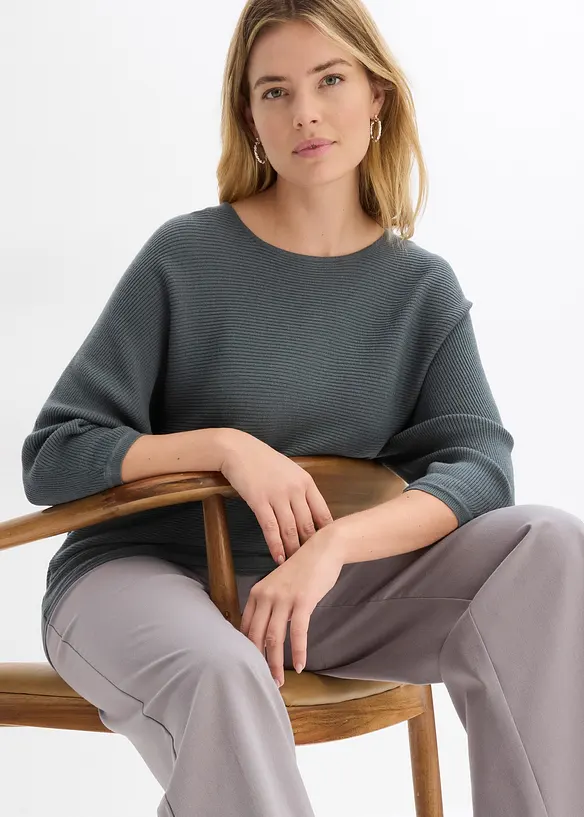 Geribde oversized trui in een viscosemix, bonprix