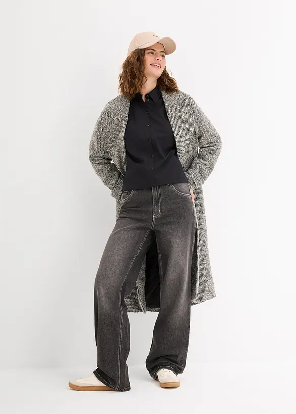 Oversized blouse van katoen met 3/4 mouwen, bonprix