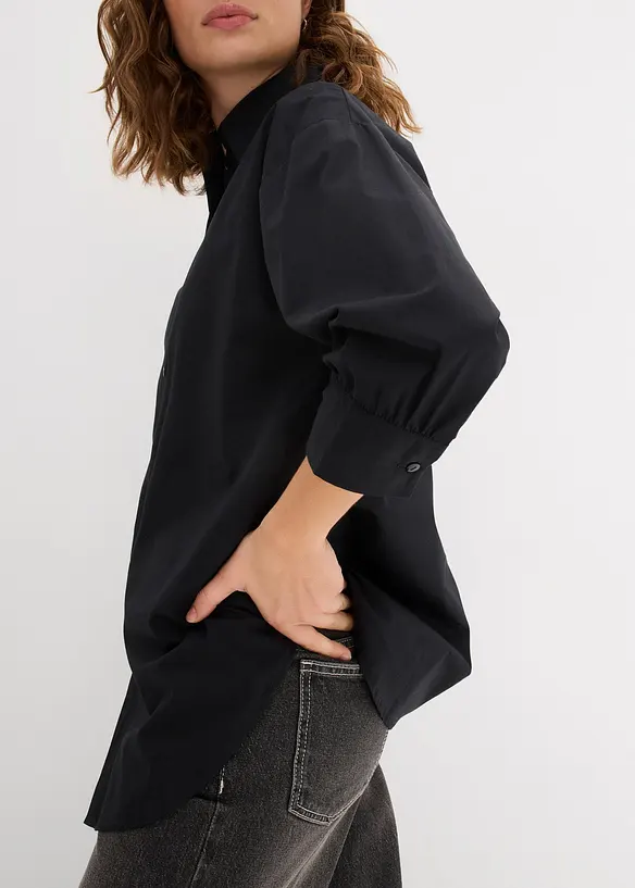 Oversized blouse van katoen met 3/4 mouwen, bonprix