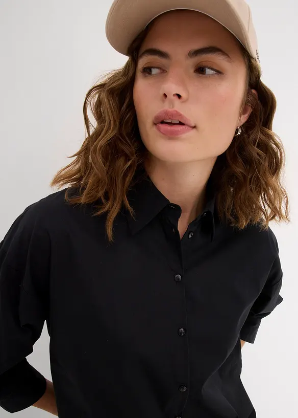 Oversized blouse van katoen met 3/4 mouwen, bonprix