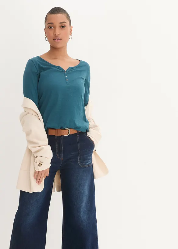 Shirt met knoopsluiting van biologisch katoen, bonprix