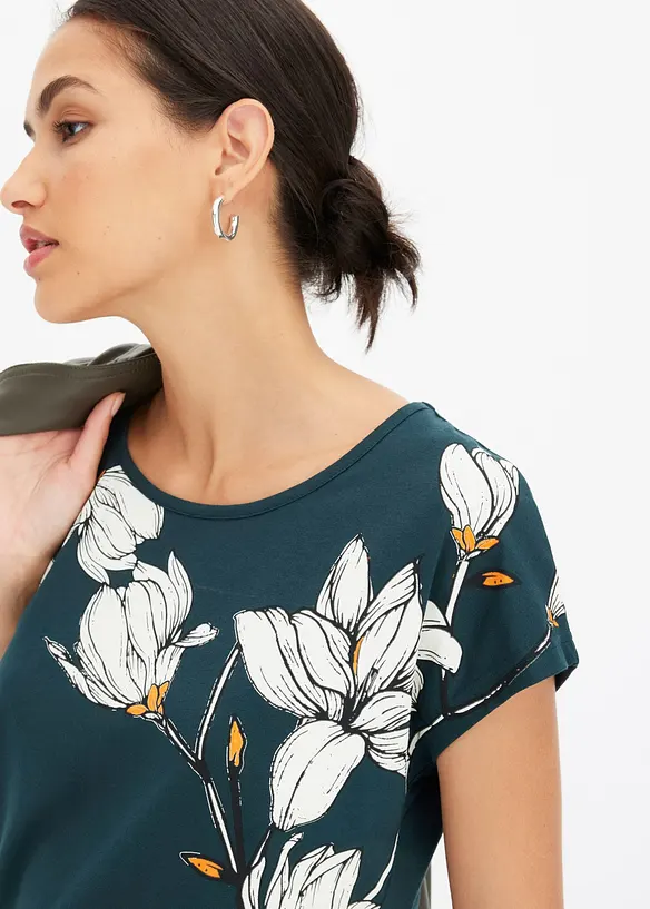 Shirt met bloemenprint en biologisch katoen, bonprix