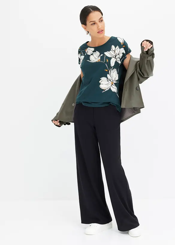 Shirt met bloemenprint en biologisch katoen, bonprix