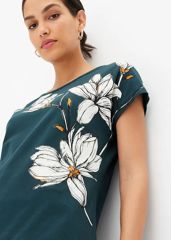 Shirt met bloemenprint en biologisch katoen, bonprix