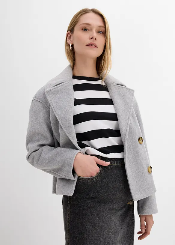 Korte jas in wollen look, bonprix