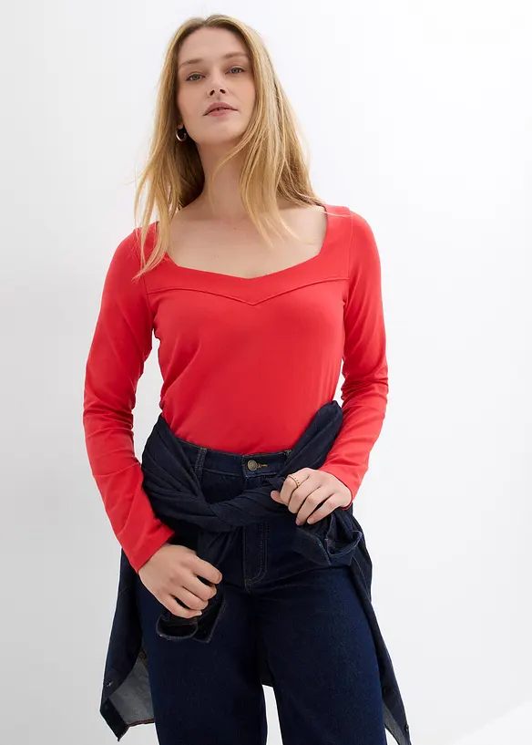 Longsleeve met hartvormige hals, bonprix