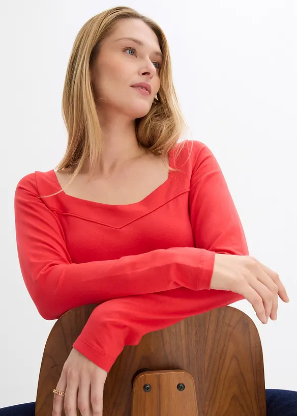 Longsleeve met hartvormige hals, bonprix