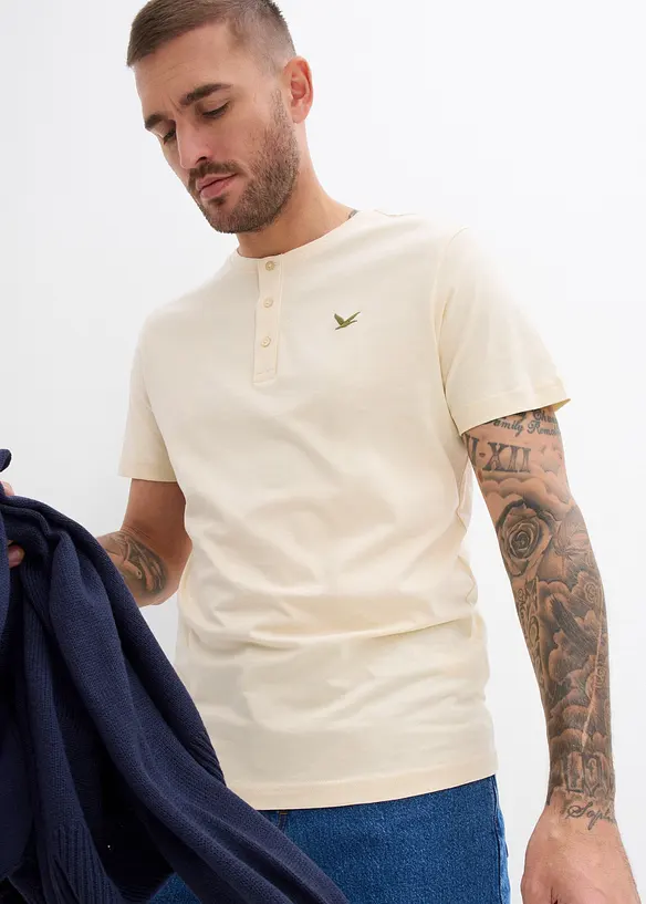 Henley shirt van biologisch katoen (set van 3), bonprix