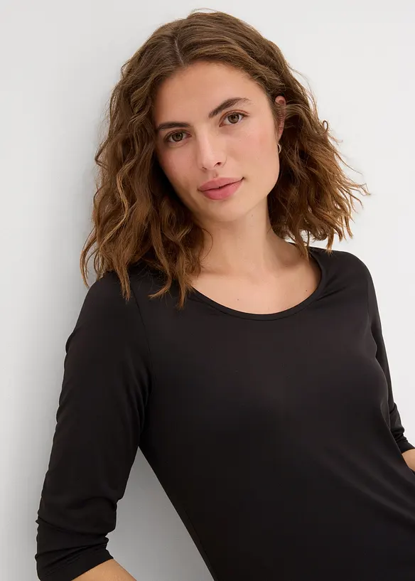 Shirt met rond hals en 3/4 mouwen, bonprix