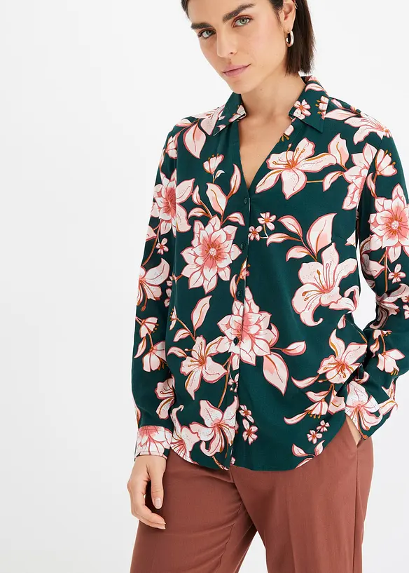 Soepelvallende, gedessineerde blouse, bonprix