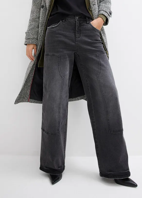Wide leg jeans, mid waist, bonprix