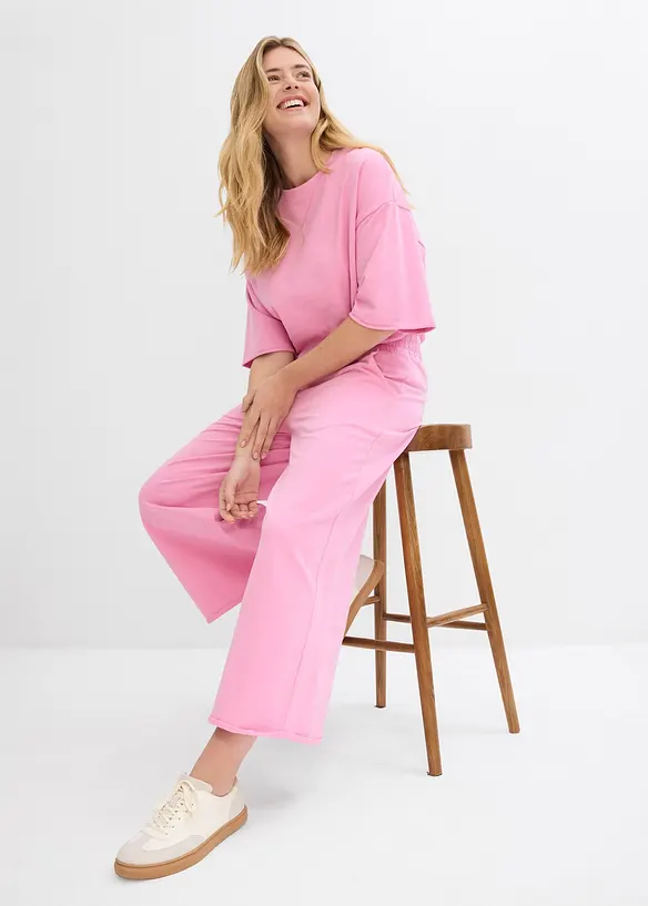 Wijde sweatpants van biologisch katoen, 7/8 lengte, bonprix