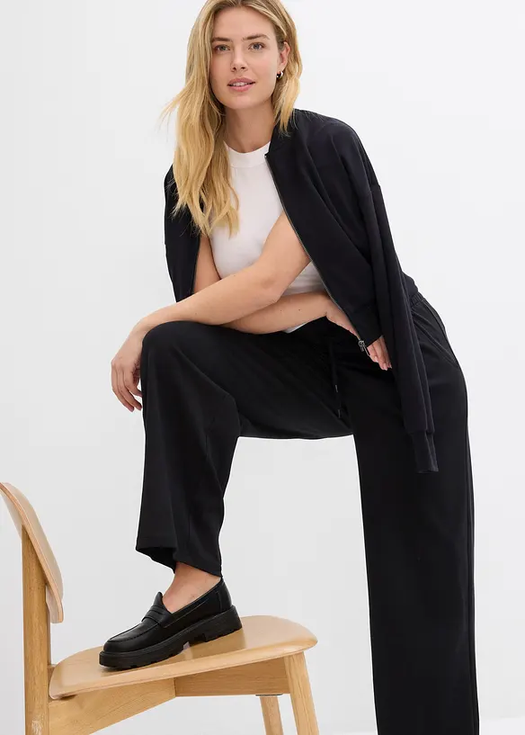 Wijde jersey broek van interlock, bonprix