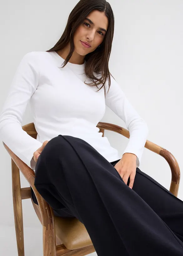 Geribd shirt met biologisch katoen (set van 2), bonprix