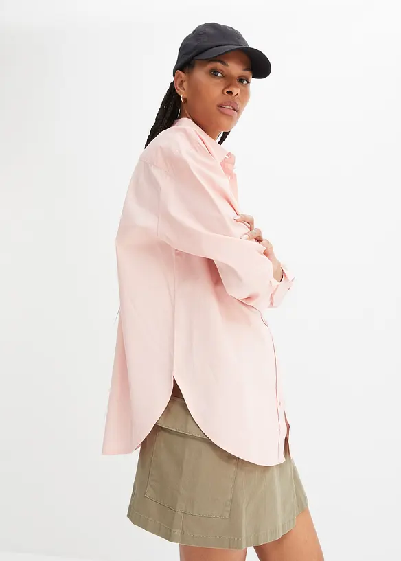 Oversized overhemdblouse met knoopsluiting van katoen, bonprix